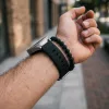 Mybandz bordázott szilikon óraszíj-fekete/22mm