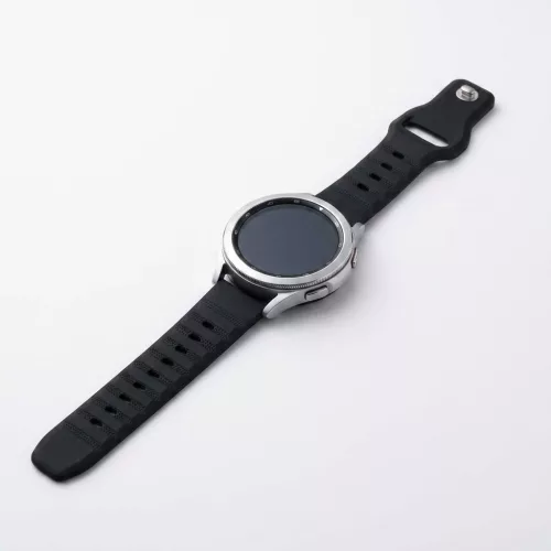 Mybandz bordázott szilikon óraszíj-fekete/22mm