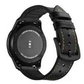   MYBANDZ Kívül puha bőr belül szilikon óraszíj /fekete/ / 22mm
