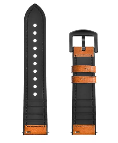 MYBANDZ Kívül puha bőr belül szilikon óraszíj /vörösesbarna/ 22mm