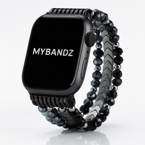 Apple Watch gyöngyös fém óraszíj-fekete /44/45//46/49 mm