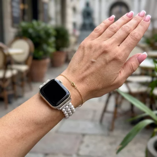 Apple Watch gyöngysoros fém óraszíj-ezüst /40/41 és 42 mm