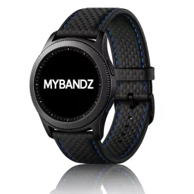 MYBANDZ Karbonszálas bőróraszíj - fekete-lila/ 22mm