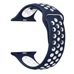 Apple Watch lélegző szilikon óraszíj /sötét kék - fehér/ 40/41 és 42mm