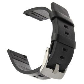   MYBANDZ Olasz prémium bőróraszíj / fekete-ezüst csat / 22mm