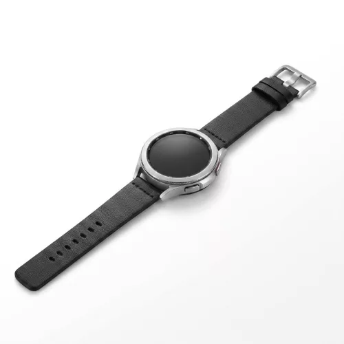 MYBANDZ Olasz prémium bőróraszíj / fekete-ezüst csat / 22mm