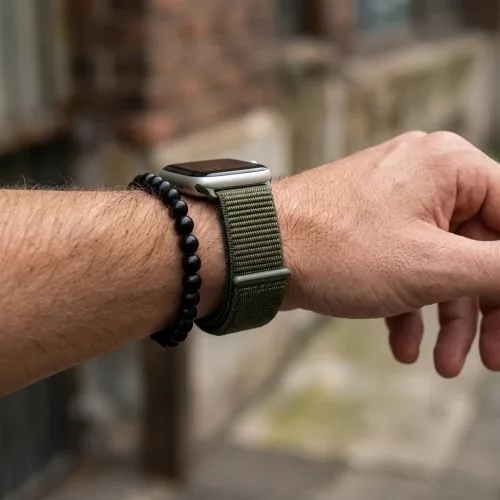 Apple Watch rugalmas szövet óraszíj /khaki/ 40/41 és 42mm