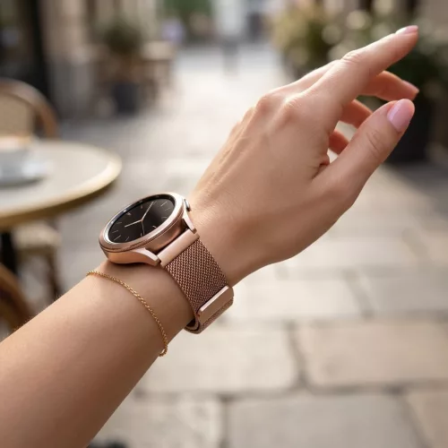 MYBANDZ Milánói mágneses fém óraszíj / pink-arany / 20mm