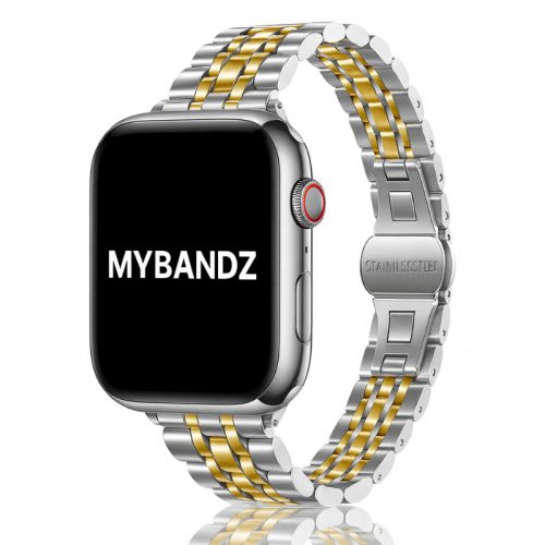 Apple Watch "Pearlmaster" láncszemes vékony fém óraszíj-ezüst-rosegold / 44/45/46 és 49 mm