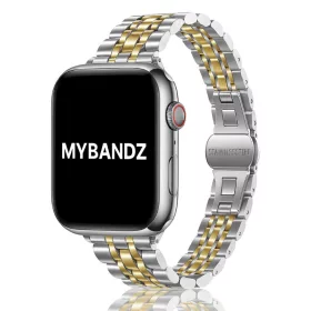   Apple Watch "Pearlmaster" láncszemes vékony fém óraszíj-ezüst-arany / 40/41 és 42 mm