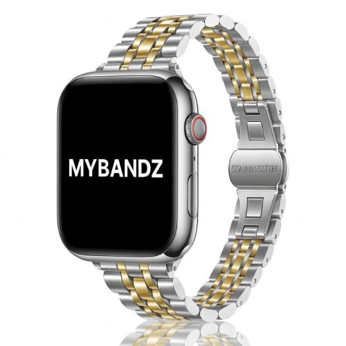 Apple Watch "Pearlmaster" láncszemes vékony fém óraszíj-ezüst-arany / 40/41 és 42 mm