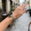 Apple Watch "Pearlmaster" láncszemes vékony fém óraszíj-ezüst-arany / 40/41 és 42 mm
