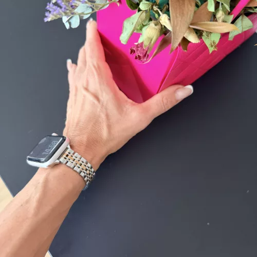 Apple Watch "Pearlmaster" láncszemes vékony fém óraszíj-ezüst-rosegold / 40/41 és 42 mm