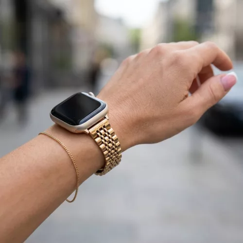 Apple Watch "Pearlmaster" láncszemes vékony fém óraszíj-rosegold / 40/41 és 42 mm