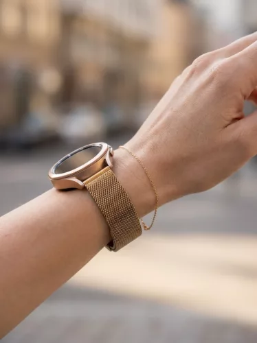 Mybandz Csatos milánói fém óraszíj-Samsung Galaxy Watch 4-5-6-7/rosegold/20mm