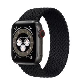   Apple Watch fonott rugalmas szövet óraszíj /fekete/ 44/45/46/49 mm