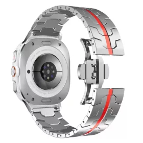   Mybandz Space fém óraszíj-ezüst-piros/Samsung Galaxy Watch Ultra