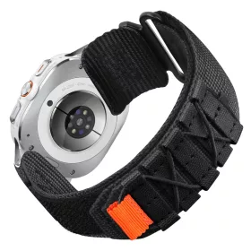   Mybandz Military tépőzáras szövet szíj-fekete-ezüst/Samsung Galaxy Watch Ultra