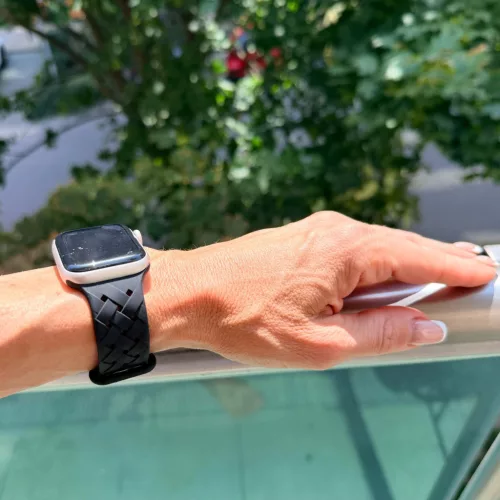 Apple Watch BraidLoop szilikon óraszíj/fekete/44/45/46 és 49 mm