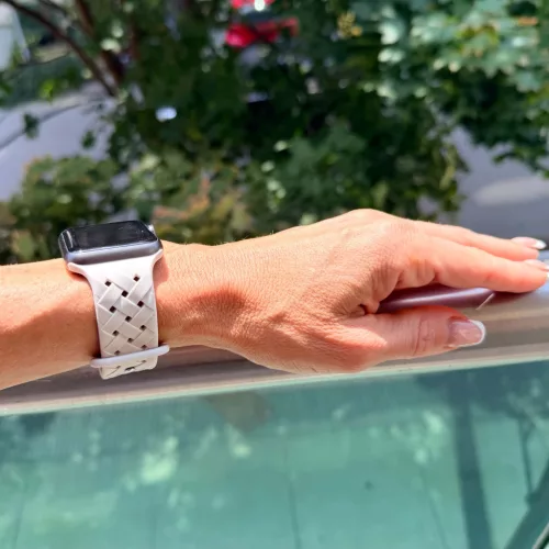 Apple Watch BraidLoop szilikon óraszíj/bézs/44/45/46 és 49 mm