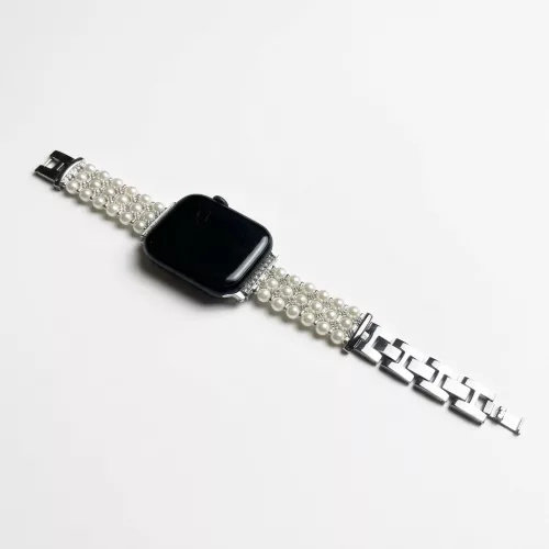 Apple Watch gyöngysoros fém óraszíj-ezüst /44/45//46/49 mm