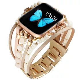   Apple Watch Gyöngyös karkötő szíj-púder-arany/40/41 és 42mm