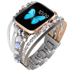  Apple Watch Gyöngyös karkötő szíj -szürke-ezüst/42/44/45/49mm