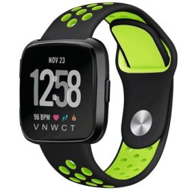 MYBANDZ Lélegző szilikon óraszíj / fekete-zöld / 22mm