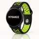 MYBANDZ Lélegző szilikon óraszíj / fekete-zöld / 22mm