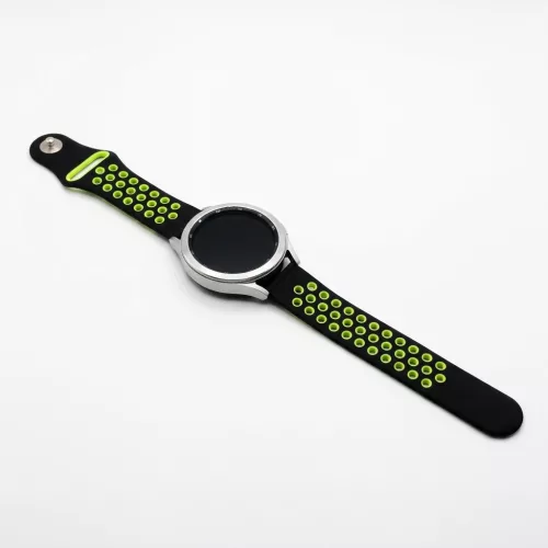 MYBANDZ Lélegző szilikon óraszíj / fekete-zöld / 22mm