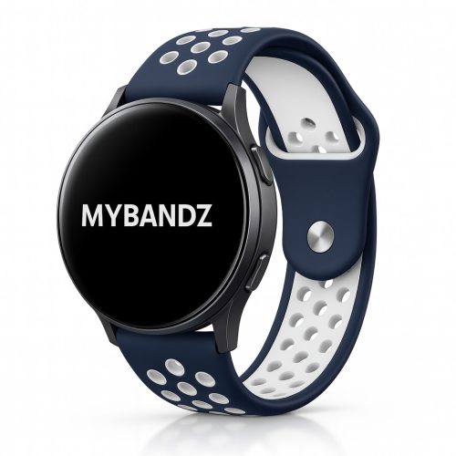 MYBANDZ Lélegző szilikon óraszíj / kék-fehér / 20mm