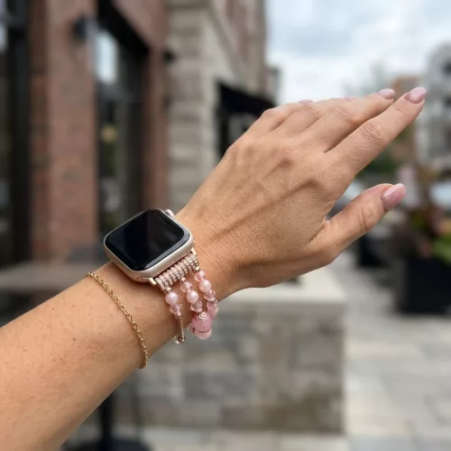 Apple Watch pearl karkötő óraszíj /rózsaszín/ 44/45/46/49 mm
