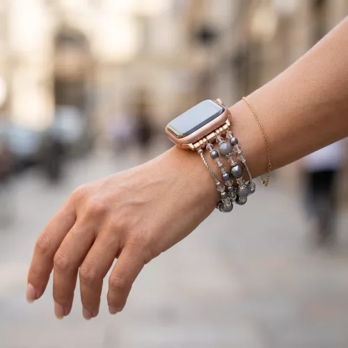 Apple Watch pearl karkötő óraszíj /lila/ 44/45/46/49 mm