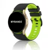 MYBANDZ kétszínű rés-nélküli szilikon óraszíj Galaxy Watch 4-5-6-7/fekete-neon zöld/ 20mm
