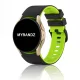 MYBANDZ kétszínű rés-nélküli szilikon óraszíj Galaxy Watch 4-5-6-7/fekete-neon zöld/ 20mm