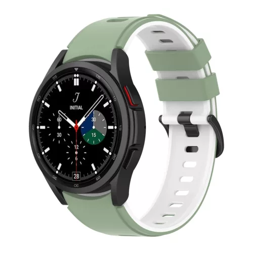 MYBANDZ kétszínű rés-nélküli szilikon óraszíj Galaxy Watch 4-5-6-7/khaki-fehér/ 20mm