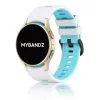 MYBANDZ kétszínű rés-nélküli szilikon óraszíj Galaxy Watch 4-5-6-7/fehér-világoskék/ 20mm
