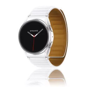   MYBANDZ kétrészes mágneses szilikon óraszíj Galaxy Watch 4-5-6-7/fehér(ezüst csatlakozó)/ 20mm