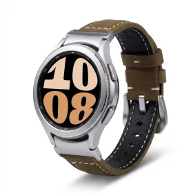   MYBANDZ Elegáns bőróraszíj Galaxy Watch 4-5-6-7/barna(ezüst csat)/ 20mm