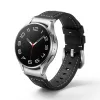 MYBANDZ Elegáns bőróraszíj Galaxy Watch 4-5-6-7/fekete(ezüst csat)/ 20mm