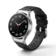 MYBANDZ Elegáns bőróraszíj Galaxy Watch 4-5-6-7/fekete(ezüst csat)/ 20mm