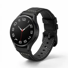  MYBANDZ Elegáns bőróraszíj Galaxy Watch 4-5-6-7/fekete(fekete csat)/ 20mm
