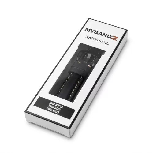 MYBANDZ Elegáns bőróraszíj Galaxy Watch 4-5-6-7/fekete(fekete csat)/ 20mm