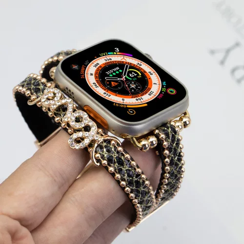 Apple Watch Love bőróraszíj-fekete-arany 40/41 és 42mm