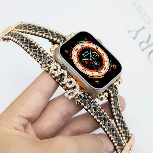 Apple Watch Love bőróraszíj-fekete-arany 40/41 és 42mm