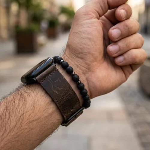 Apple Watch vintage bőróraszíj-piros 44/45/46 és 49 mm