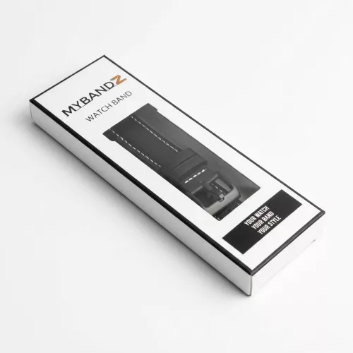 MYBANDZ Elegáns bőróraszíj / fekete-fekete csattal / 22mm
