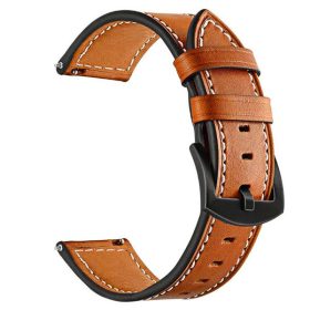   MYBANDZ Elegáns bőróraszíj /vörösesbarna - fekete csattal / 22mm