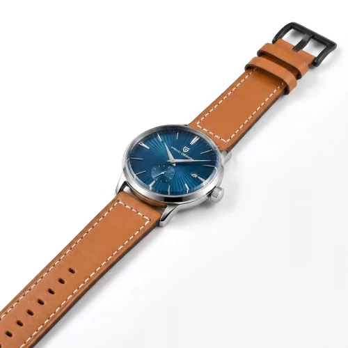 MYBANDZ Elegáns bőróraszíj /vörösesbarna - fekete csattal / 22mm