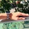Apple Watch FloralShine fém szíj / ezüst / 40/41 és 42mm